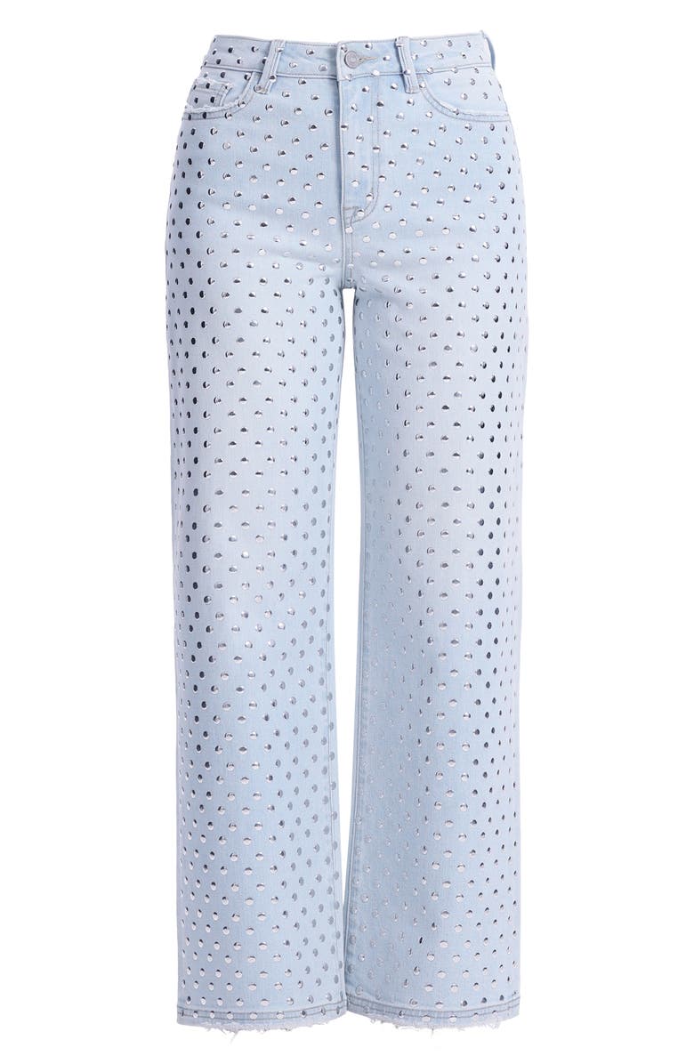 Bayeas Studded High Waist Straight Leg Jeans, Alternate, color, Light Blue