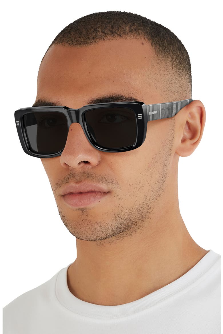 55mm Rectangular Sunglasses, Alternate, color, BLACK GREY