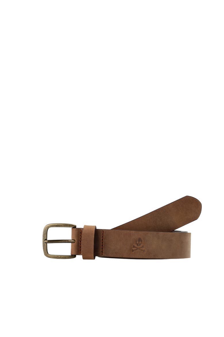 Gold Buckle Leather Belt, Main, color, Camel