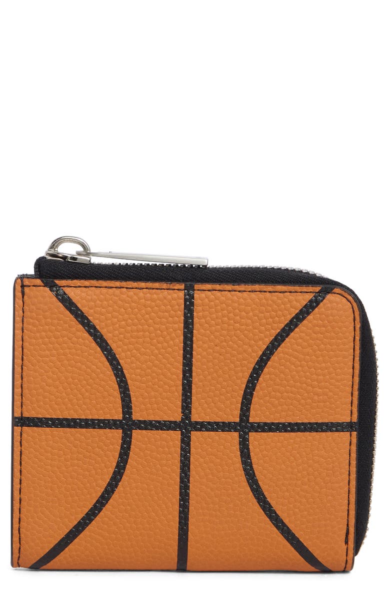 Off-White Basketball Zip Wallet, Main, color, Black And Orange