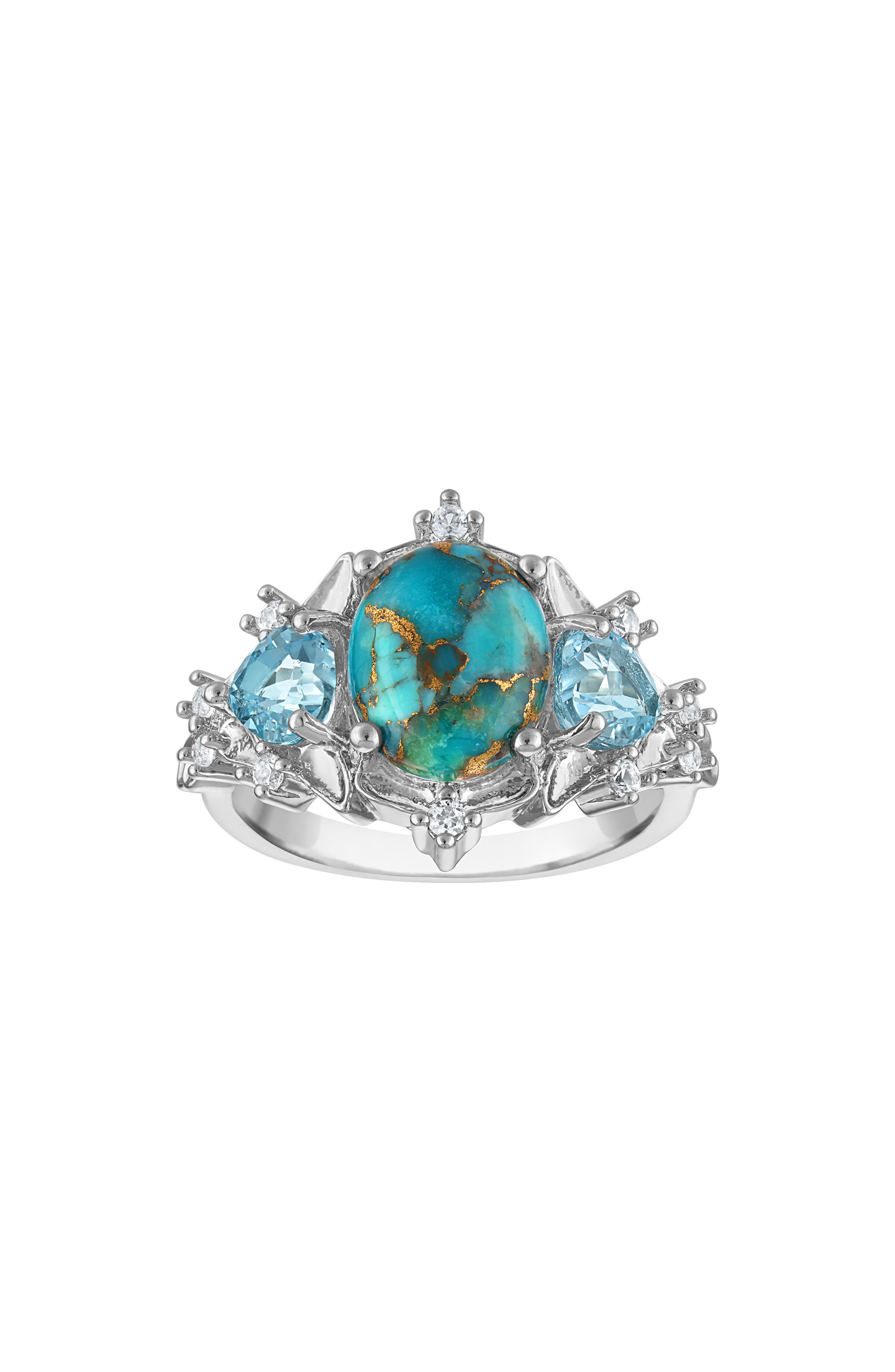 Turquoise and Blue Topaz Ring