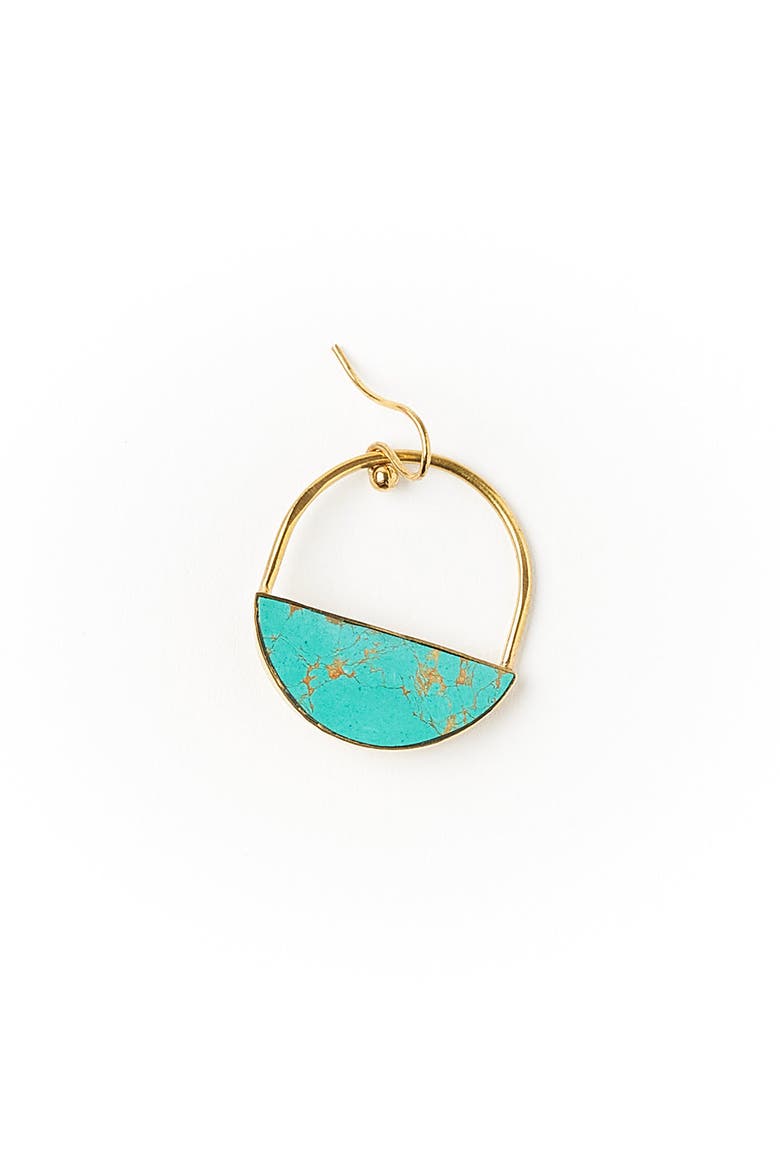 Sandhya Reconstituted Stone Hoop Drop Earrings, Alternate, color, Turquoise