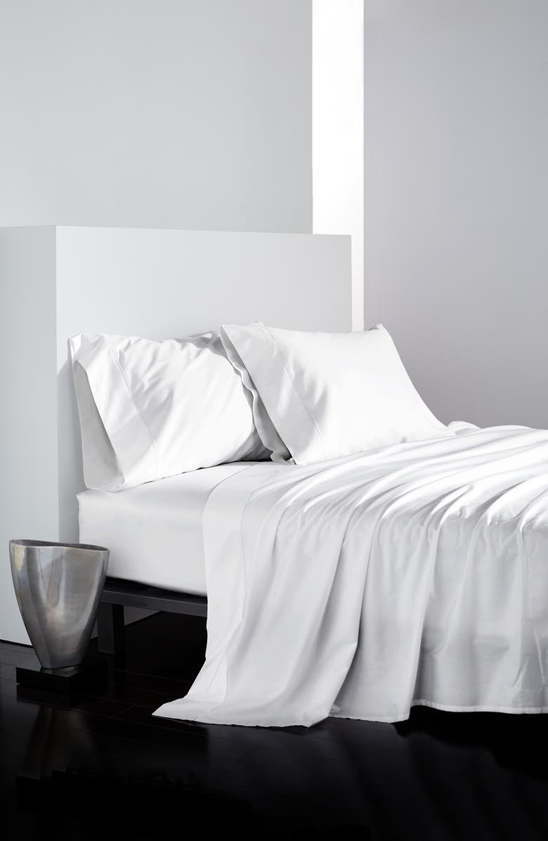 Donna Karan New York Indulgence Cotton & Silk Flat Sheet, Alternate, color, White