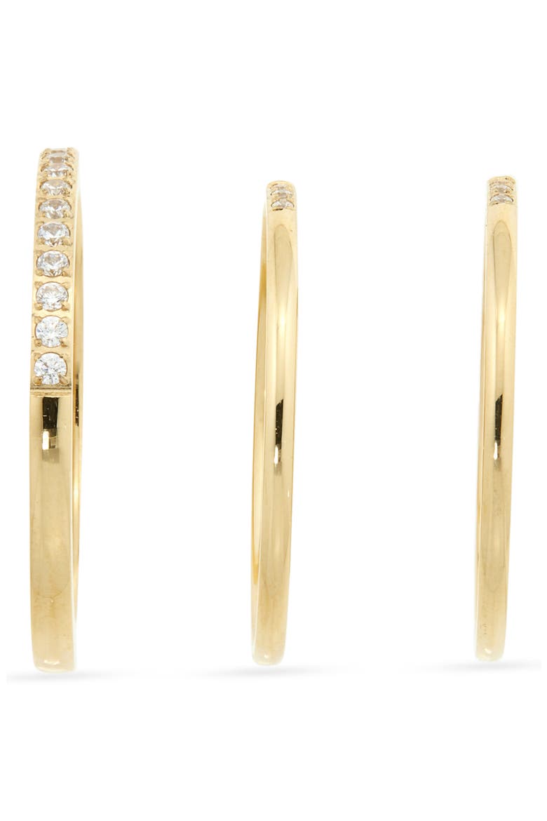 Set of 3 Waterproof Cubic Zirconia Skinny Band Rings, Alternate, color, CLEAR- GOLD
