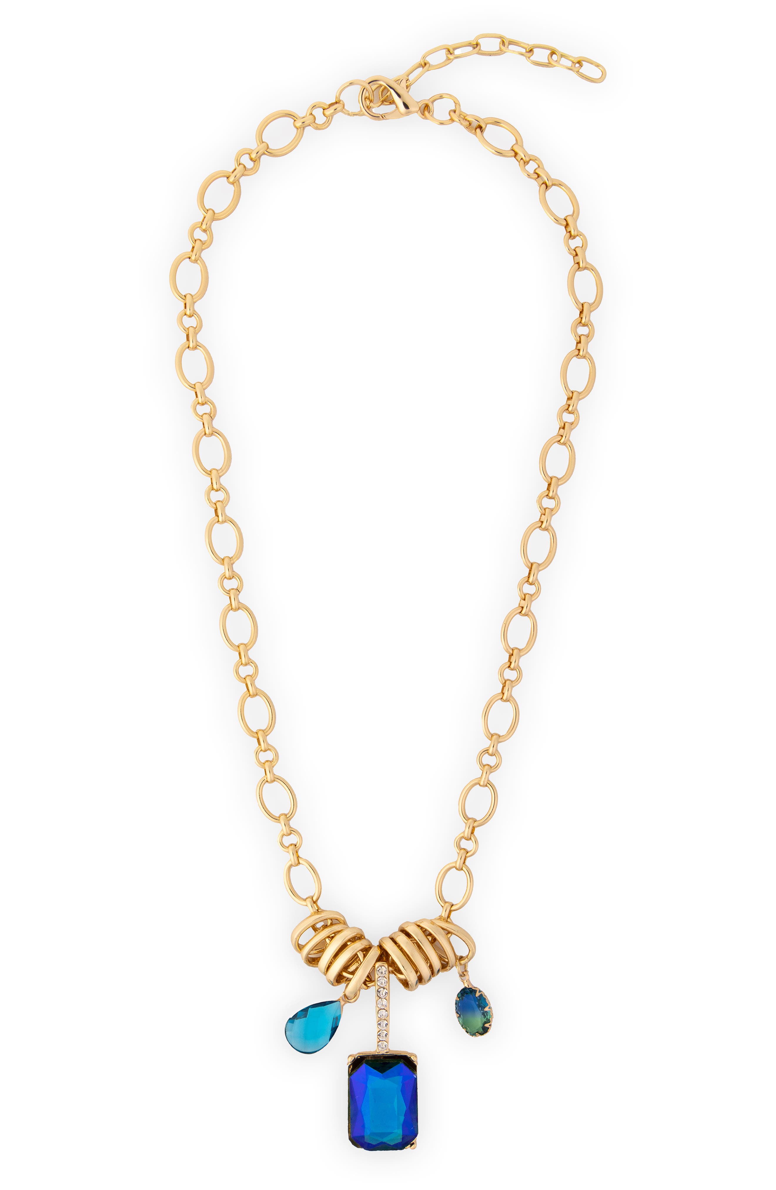 Stone Charm Chain Necklace