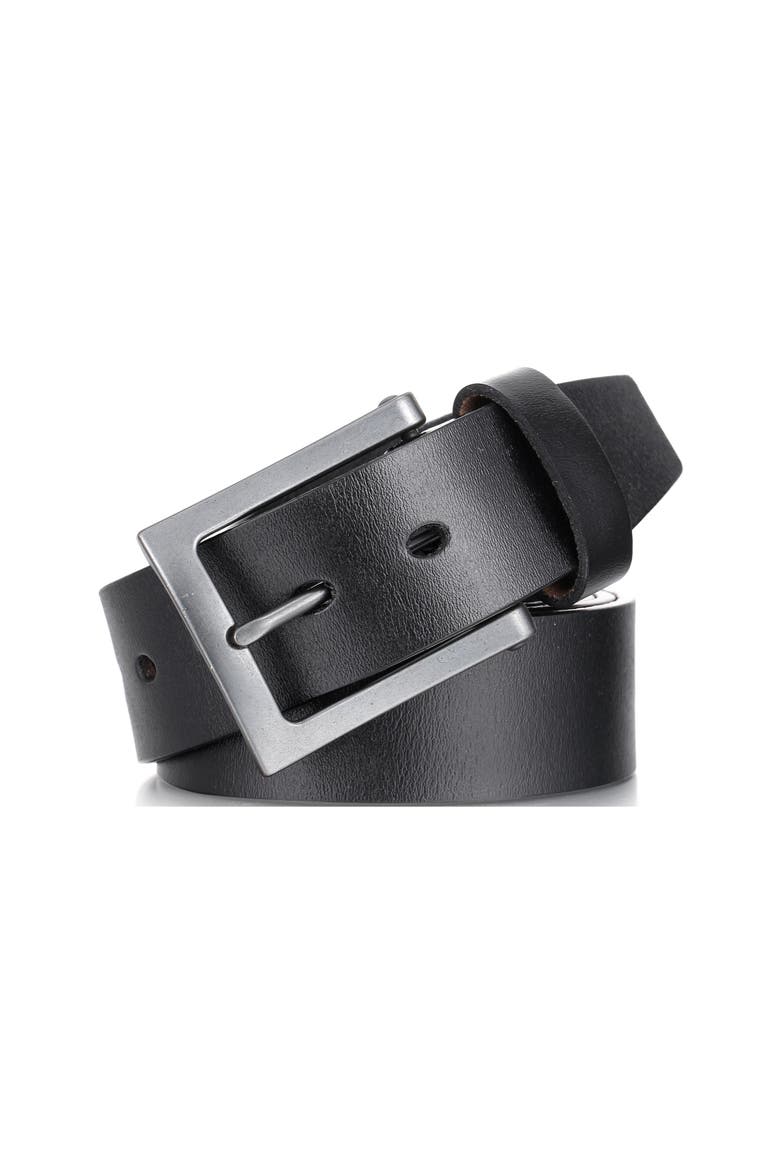Full-Grain Leather Casual Jean Belt, Main, color, Deep Charcoal