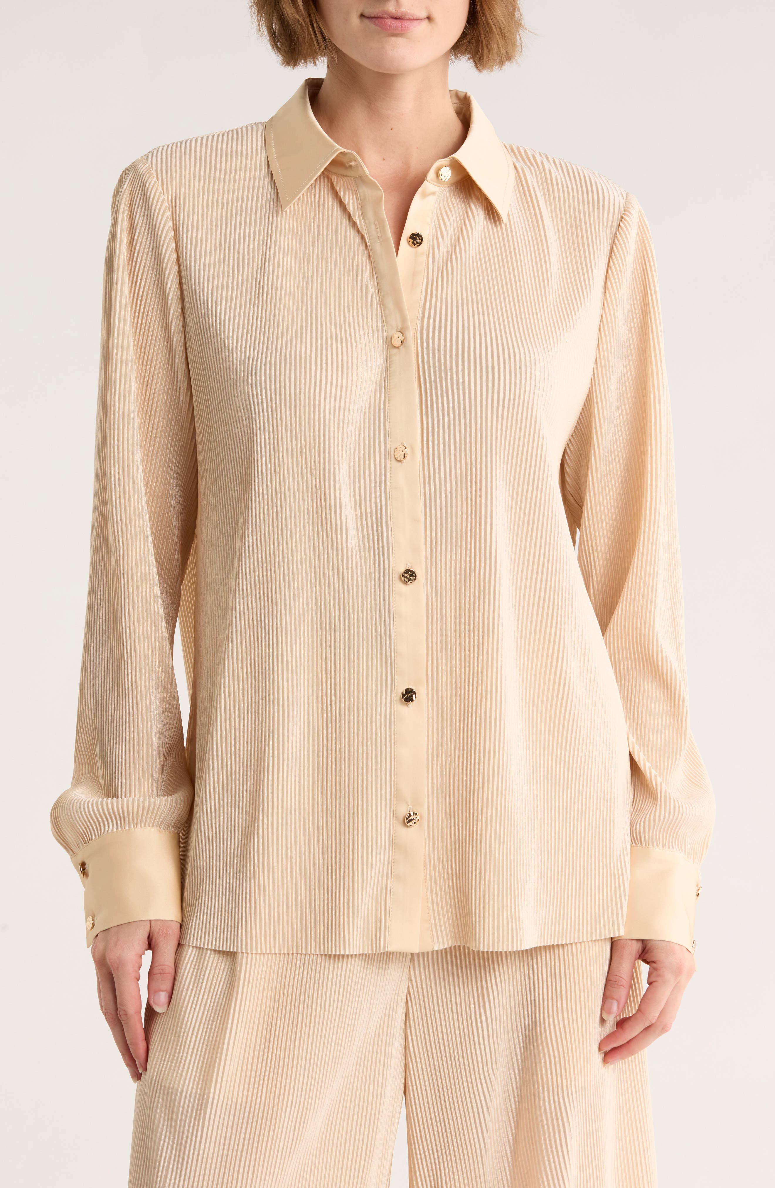Plisse Charmeuse Button-Down Shirt - image 3
