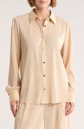 Gemma + Jane Plissé Charmeuse Button-Down Shirt