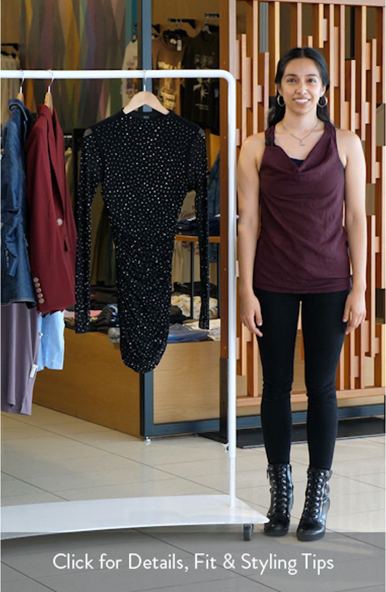 Darcie Rhinestone Long Sleeve Mesh Minidress, sales video thumbnail