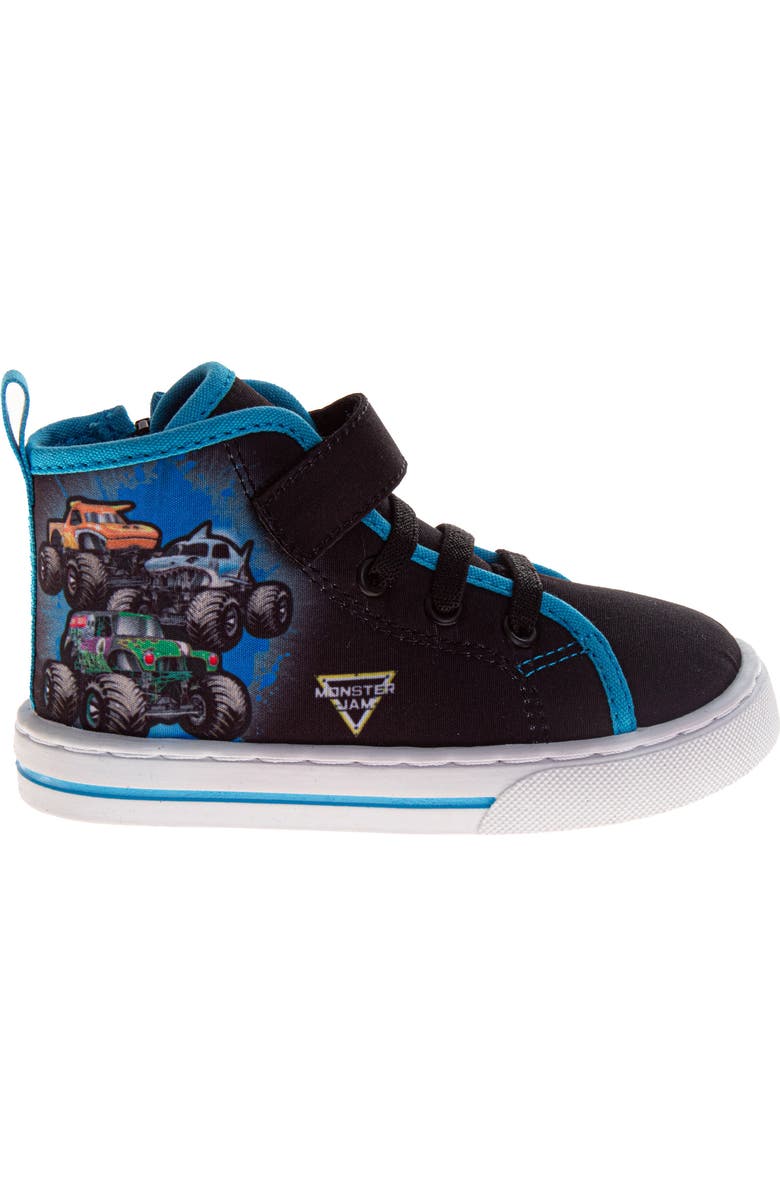 JOSMO Kids' Monster Jam High Top Sneaker, Alternate, color, Black/Blue