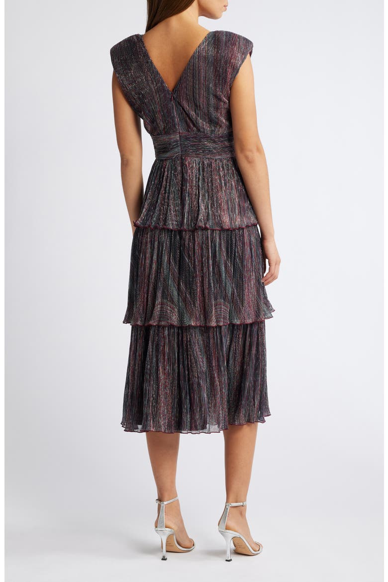 Metallic Tiered Midi Dress, Alternate, color, COPPER MULTI