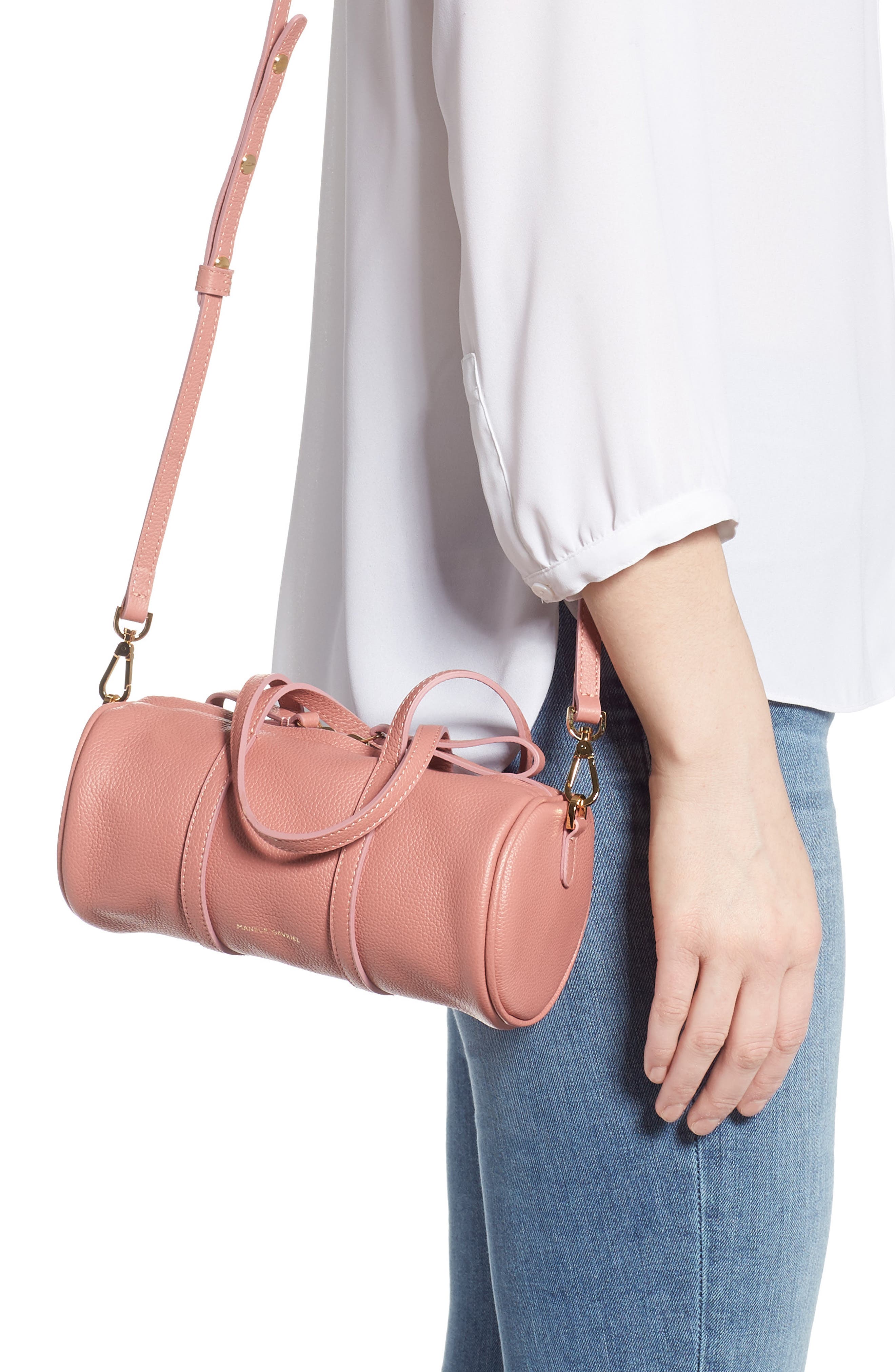 Mini Mini Leather Duffle Bag, Alternate, color, BLUSH