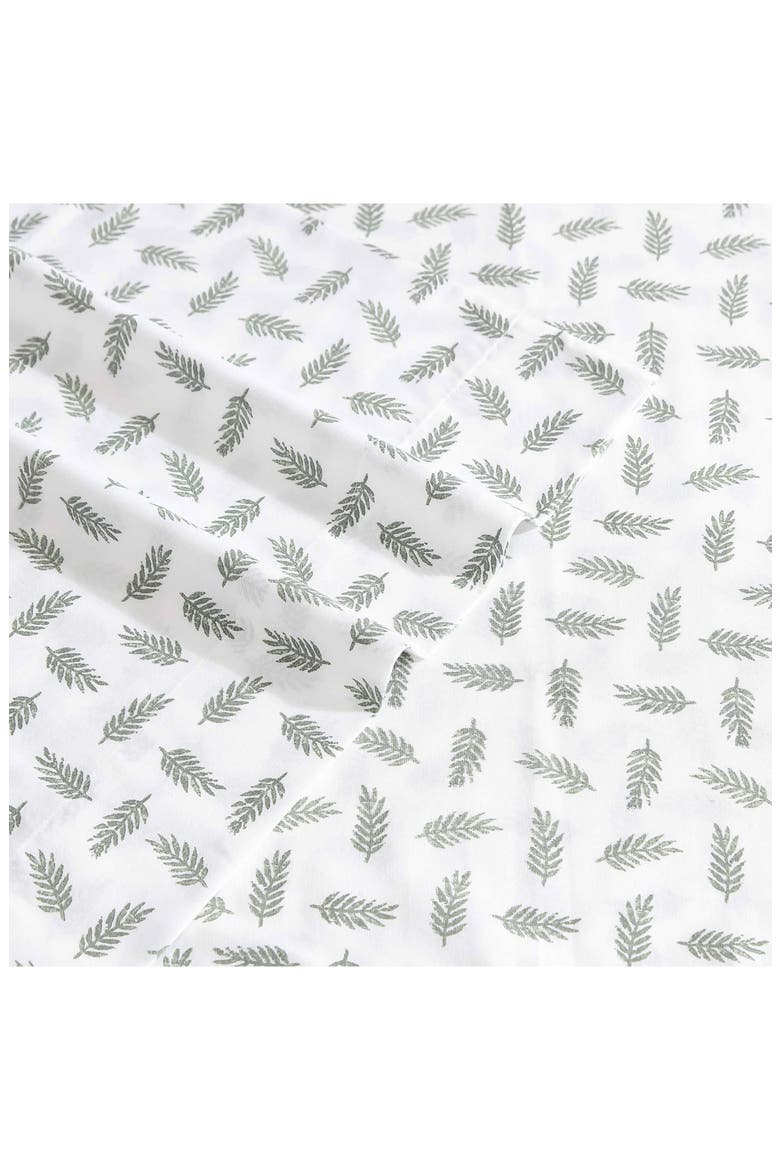 Laurel Leaves Cotton Sheet Set, Alternate, color, WHITE/ GREEN