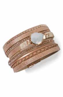 Stone Multi Layer Faux Leather Bracelet