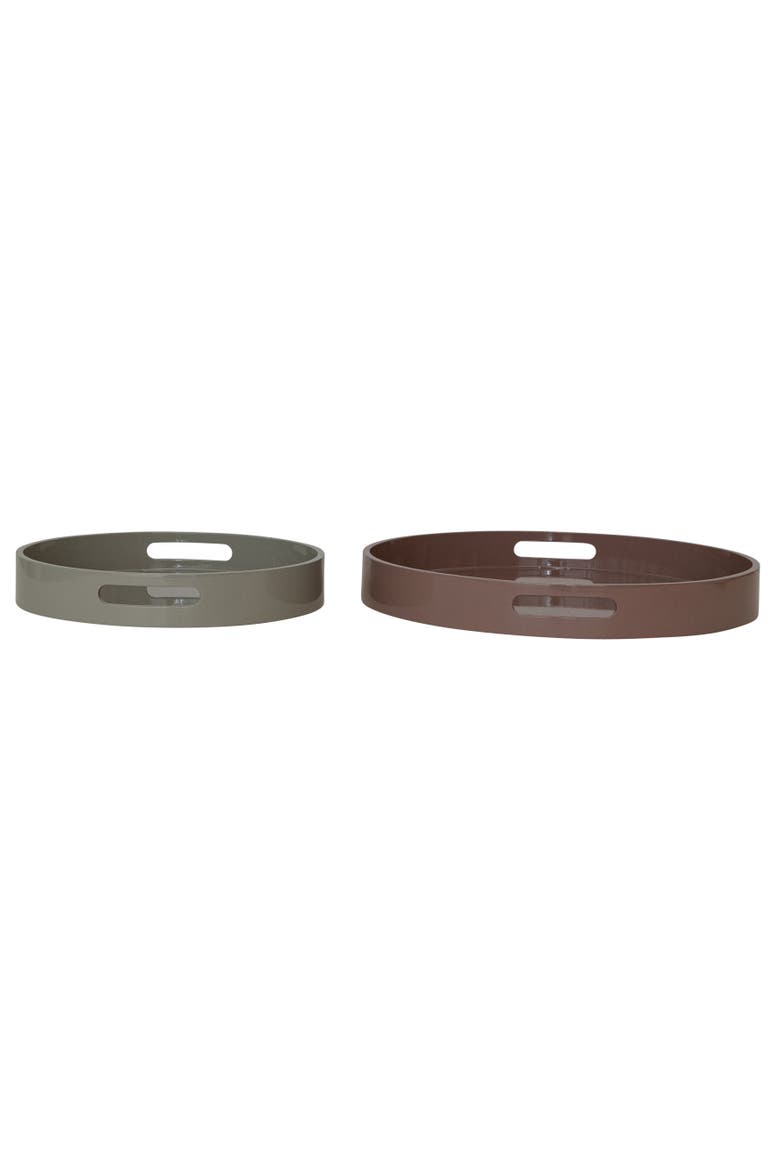 2-Piece Trays with Handles, Main, color, Brown
