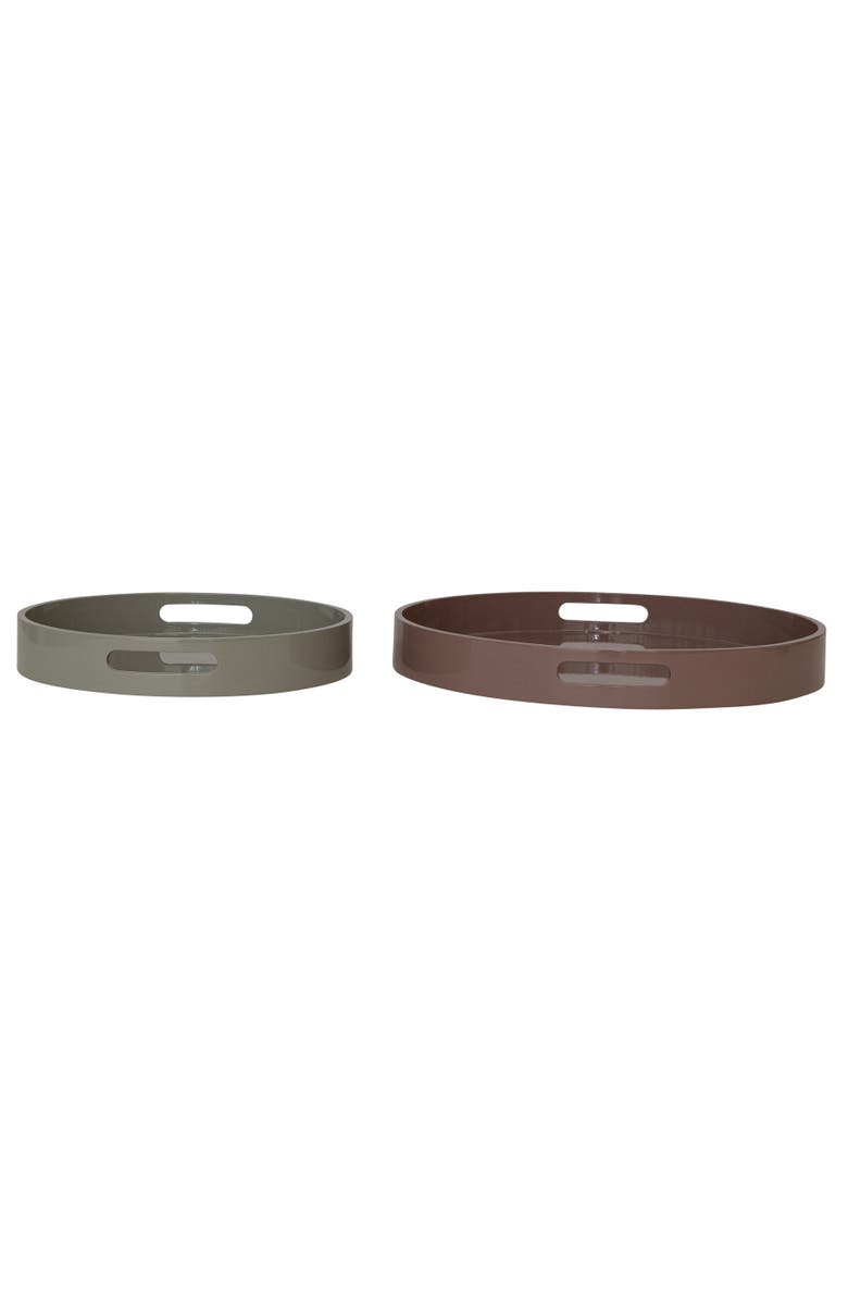 Storied Home 2-Piece Trays with Handles, Main, color, Brown