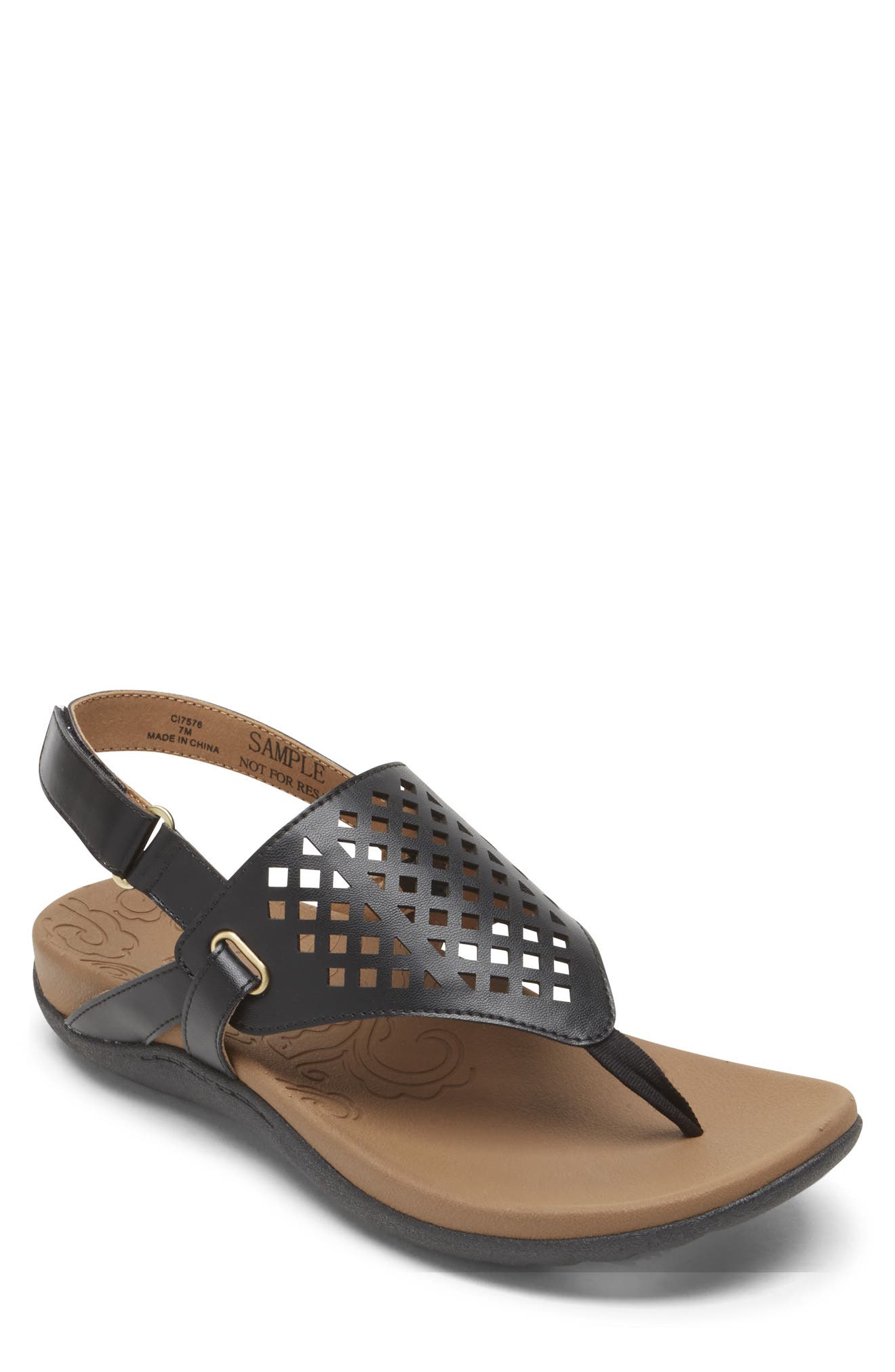 Rockport Ridge Latticed Thong Toe Sandal, Main, color, 