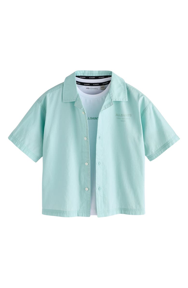 smALLSAINTS by ALLSAINTS Kids' Oversize Underground Logo Camp Shirt & T-Shirt Set, Main, color, Blue