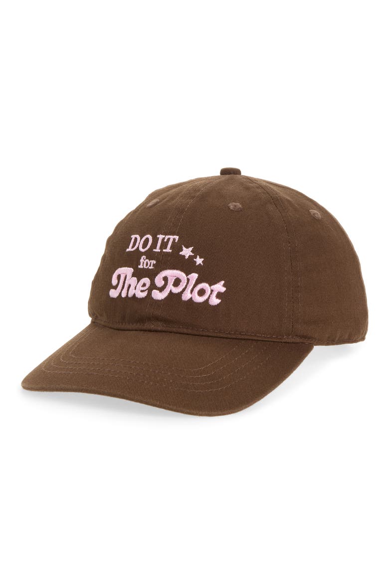 Embroidered Washed Adjustable Baseball Cap, Main, color, BROWN- PINK FOR THE PLOT