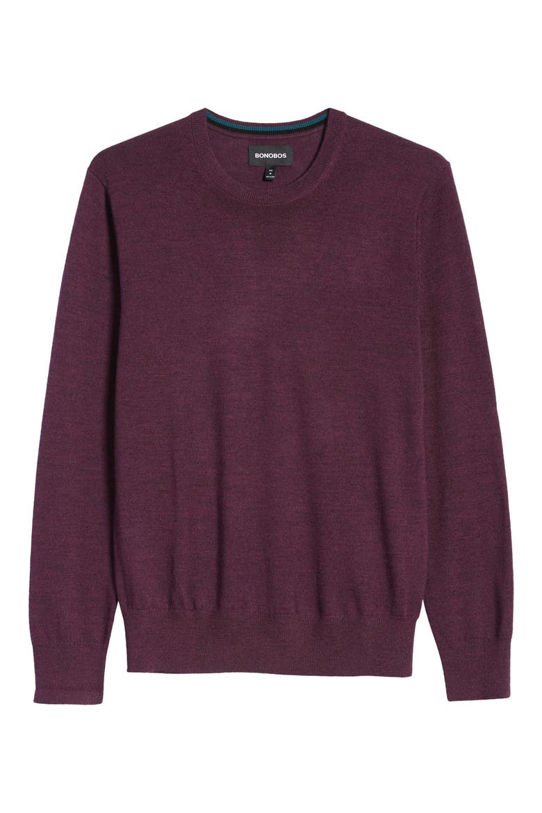 Slim Fit Merino Wool Crewneck Sweater, Alternate, color, HEATHER BRAMBLE