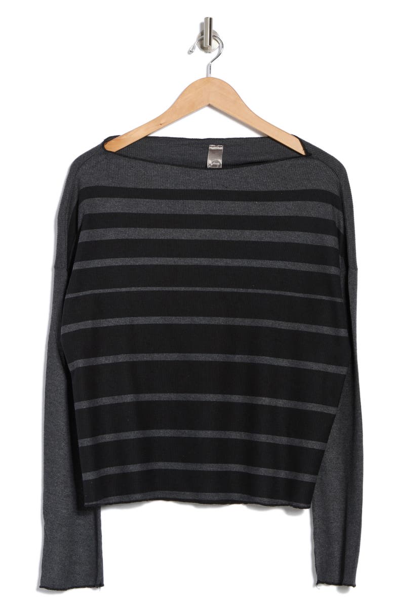 GO COUTURE Boat Neck Sweater, Alternate, color, Charcoal 10 Degrees Print