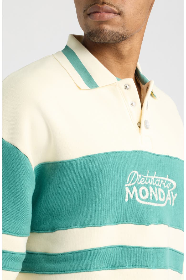 Fleece Panel Polo, Alternate, color, CREAM/ EMERALD