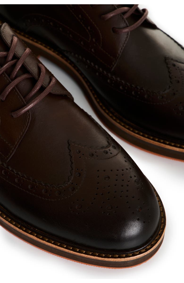 Velez Brogue Leather Shoes with Traditional Cuts, Alternate, color, Dark Brown