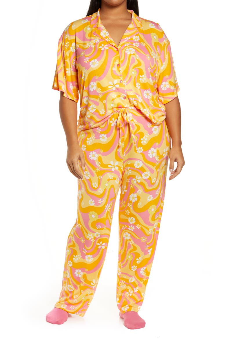 Sleepy Head Pajamas, Alternate, color, PINK BUBBLEGUM GROOVY FLORAL