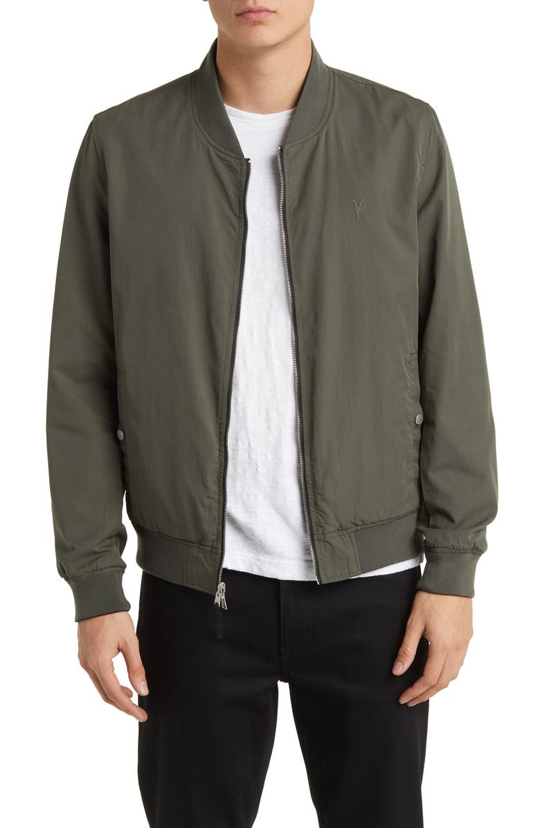 AllSaints Bassett Reversible Bomber Jacket, Main, color, Green/ Black