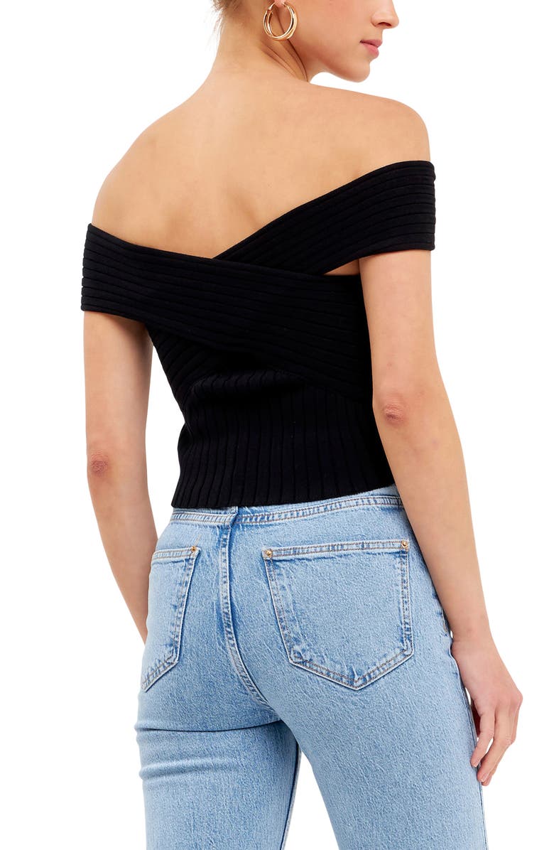 Grey Lab Off the Shoulder Rib Knit Top, Alternate, color, 