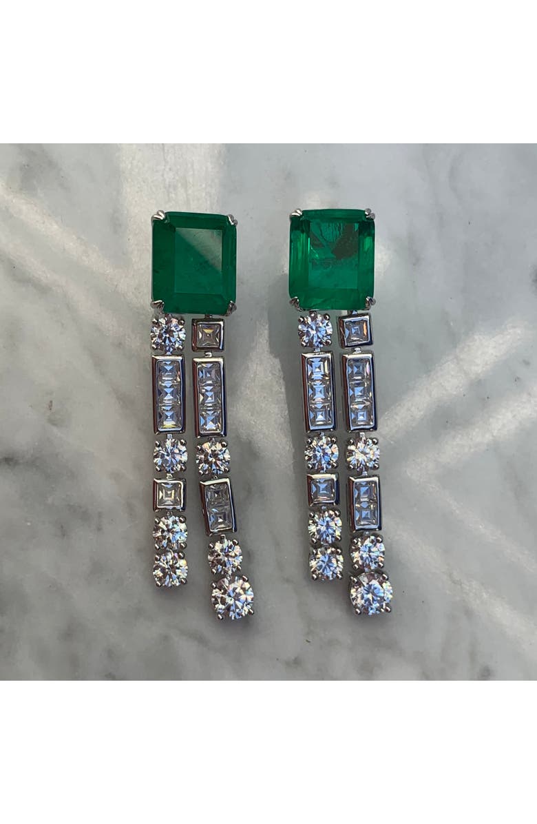 Gemma Azzurro square emerald chandelier earrings, Alternate, color, Green