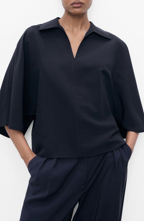Mango Oversize Three-quarter Sleeve Polo In Blue