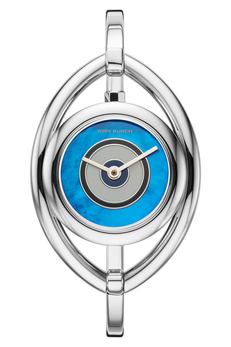 Evil Eye Bangle Watch, 25mm, Main, color, SILVER/ BLUE MOP/ SILVER