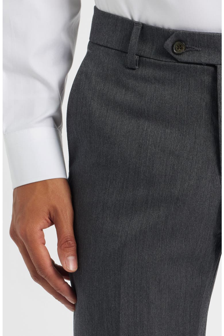 Flat Front Worsted Wool Gabardine Pants, Alternate, color, MED GREY