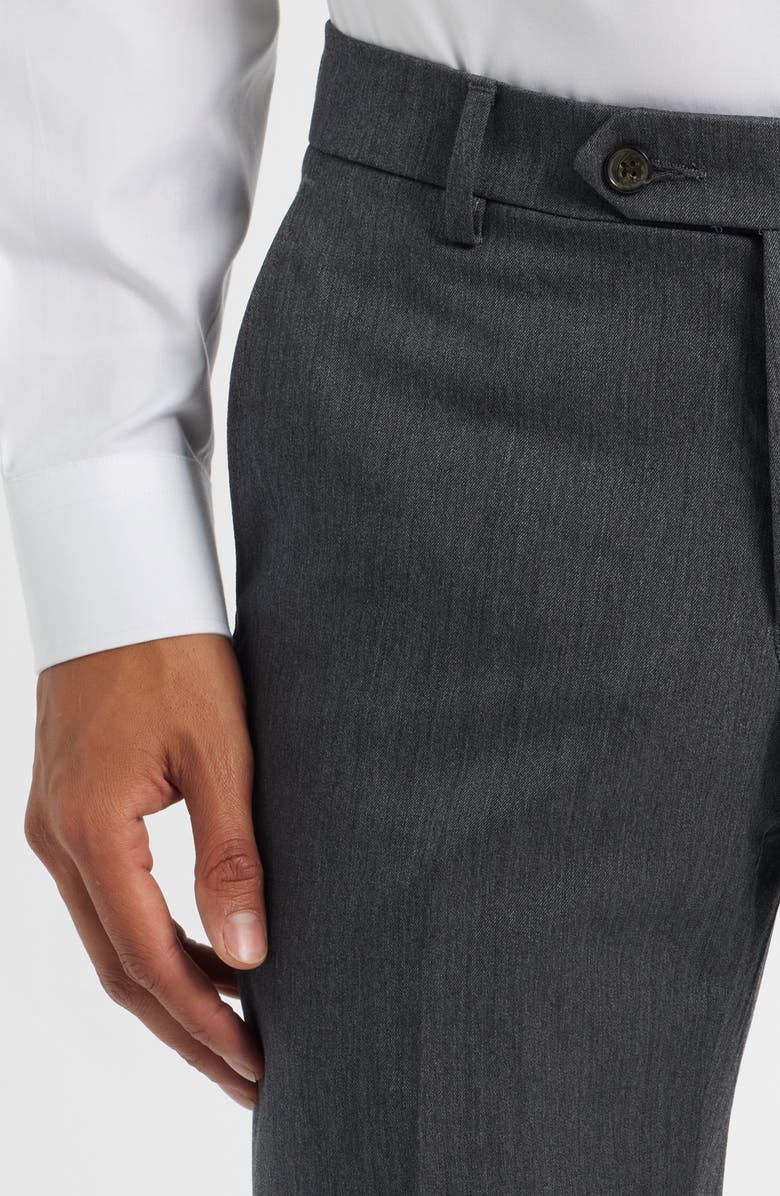 Berle Slim Fit Flat Front Grey Super 100s Wool Dress Pants, Alternate, color, Medium Grey