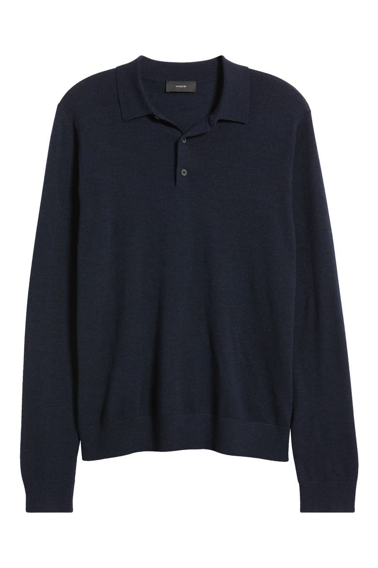 Long Sleeve Merino Wool Polo, Alternate, color, COASTAL BLUE