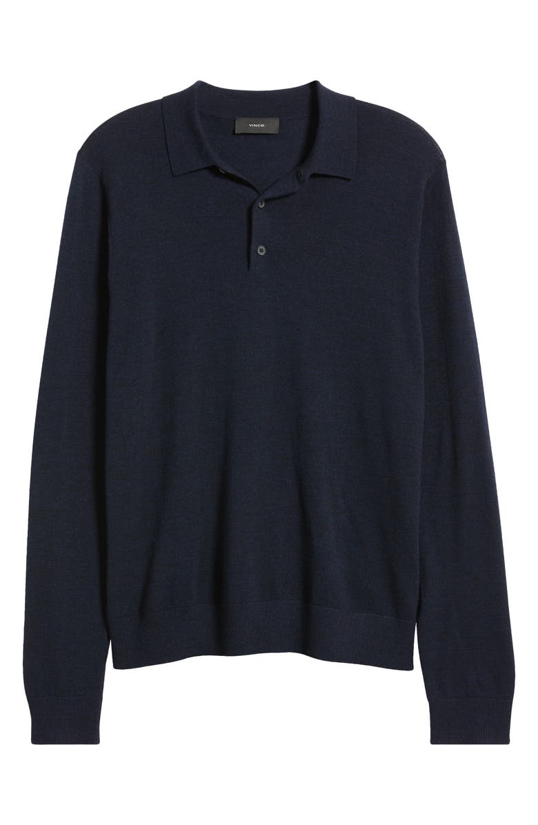 Vince Long Sleeve Merino Wool Polo, Alternate, color, Coastal Blue