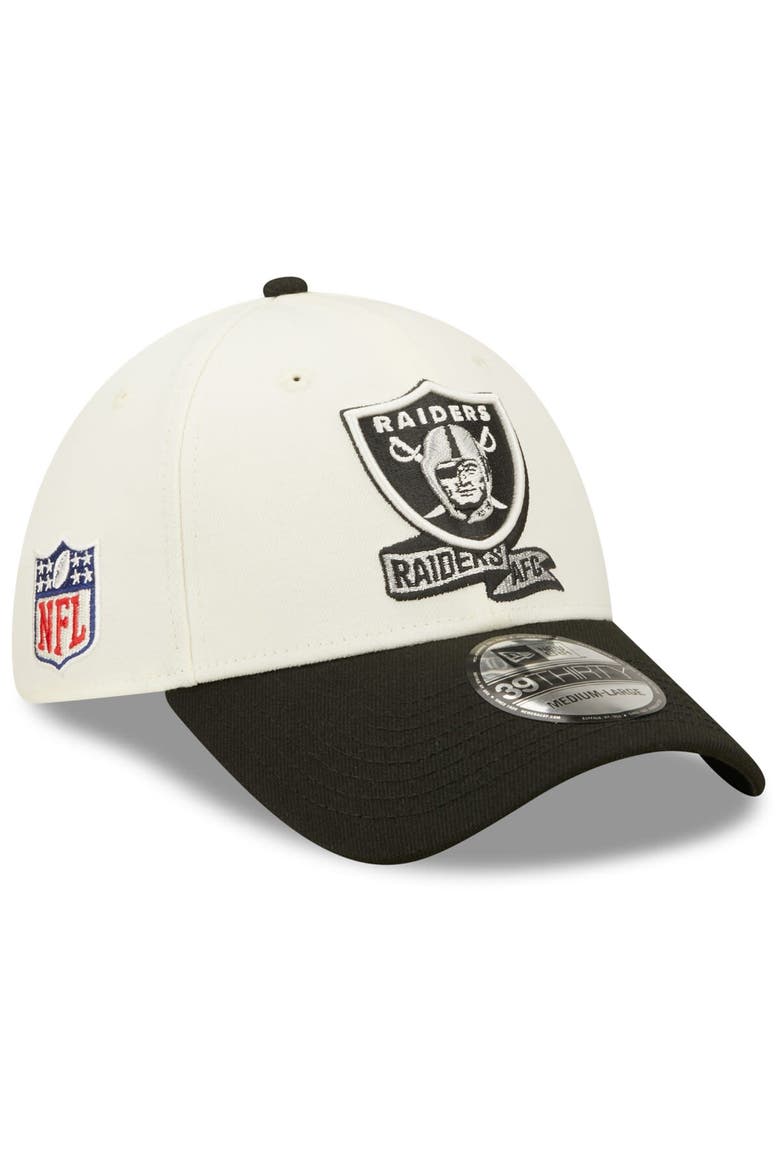 Men's New Era Cream/Black Las Vegas Raiders 2022 Sideline 39THIRTY 2-Tone Flex Hat, Main, color, Cream