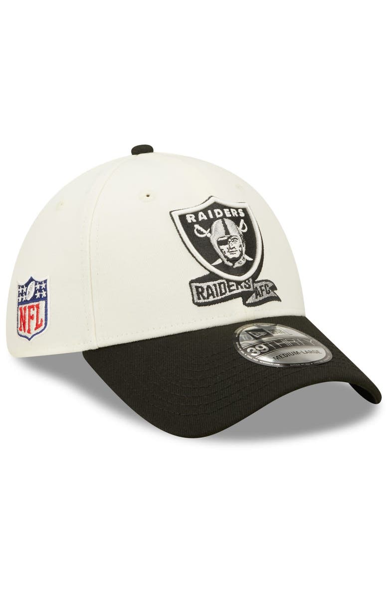 New Era Men's New Era Cream/Black Las Vegas Raiders 2022 Sideline 39THIRTY 2-Tone Flex Hat, Main, color, 
