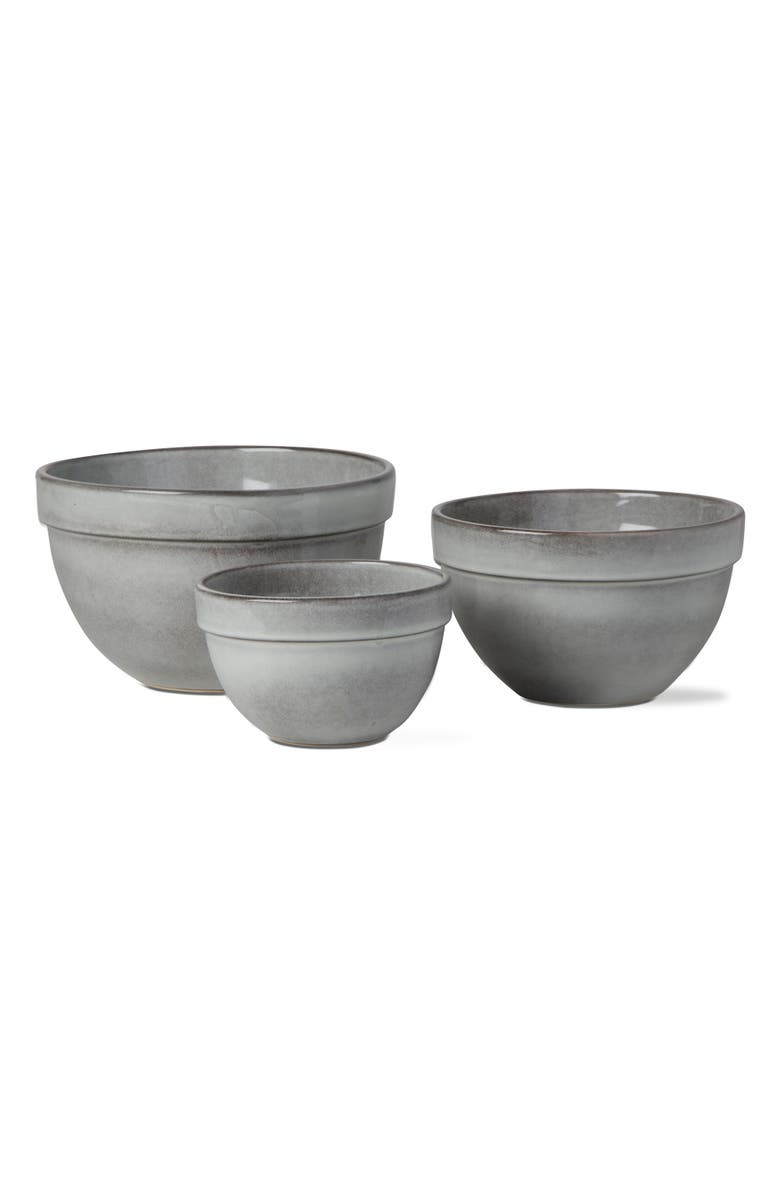 tag Stinson Set of 3 Light Gray Ceramic Mixing Bowls Kitchen, Main, color, Gray