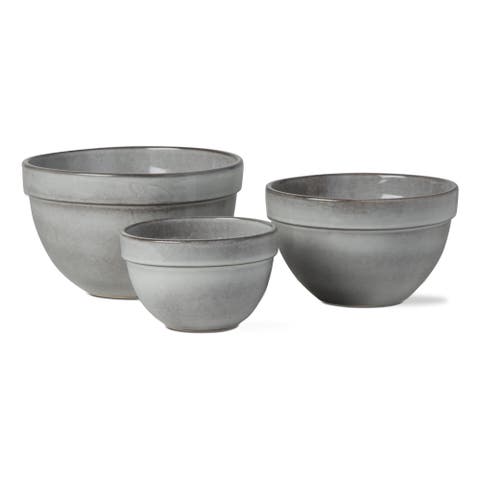 Stinson Set of 3 Light Gray Ceramic Mixing Bowls Kitchen