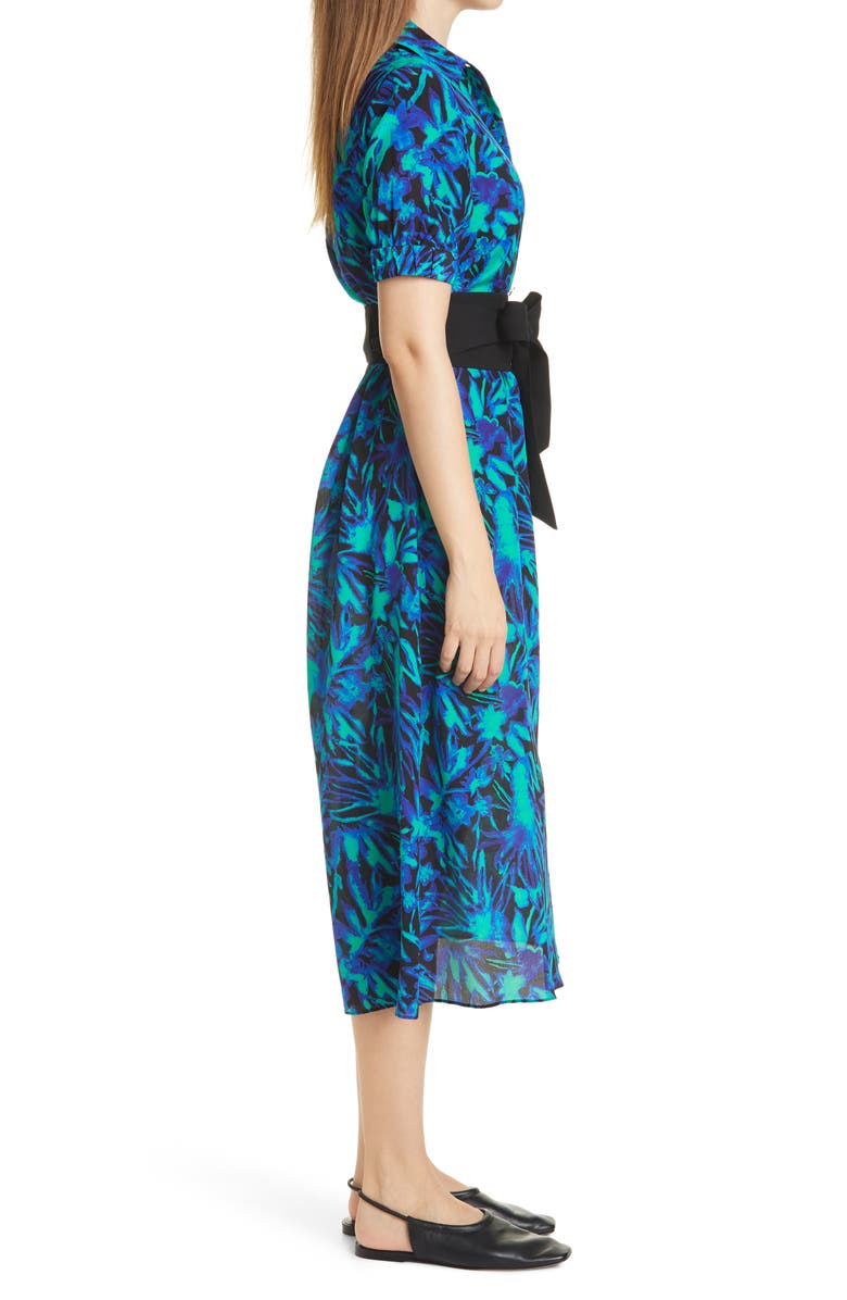 Dyvna Floral Print Short Sleeve Silk Blend Shirt Dress, Alternate, color, 