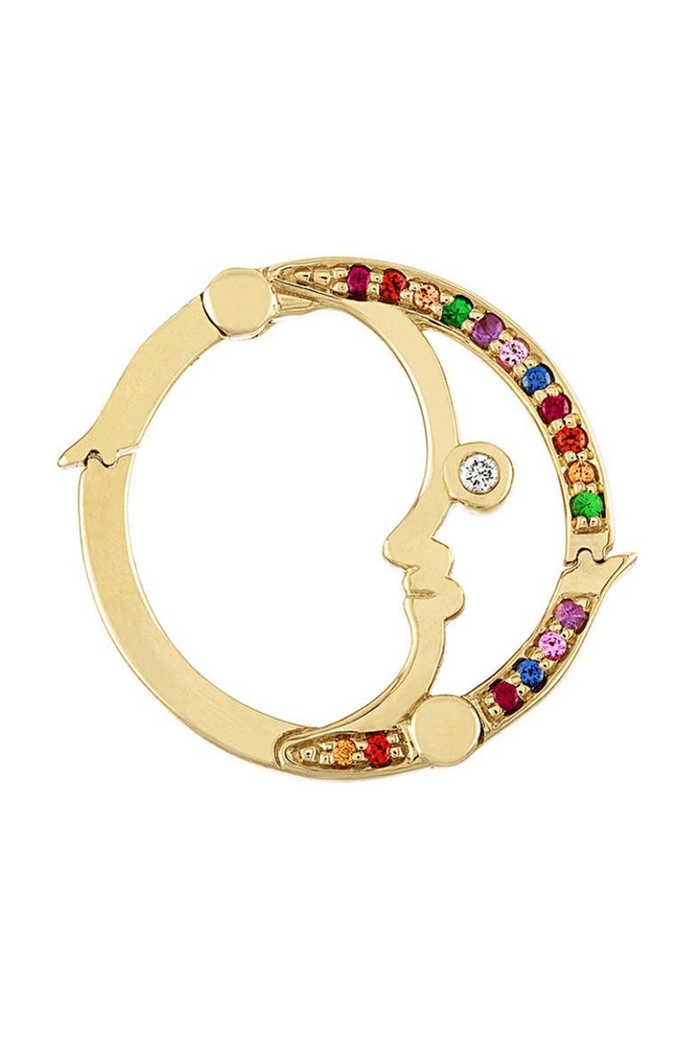 Moon Rainbow Sapphire Gold Charm, Main, color, RAINBOW