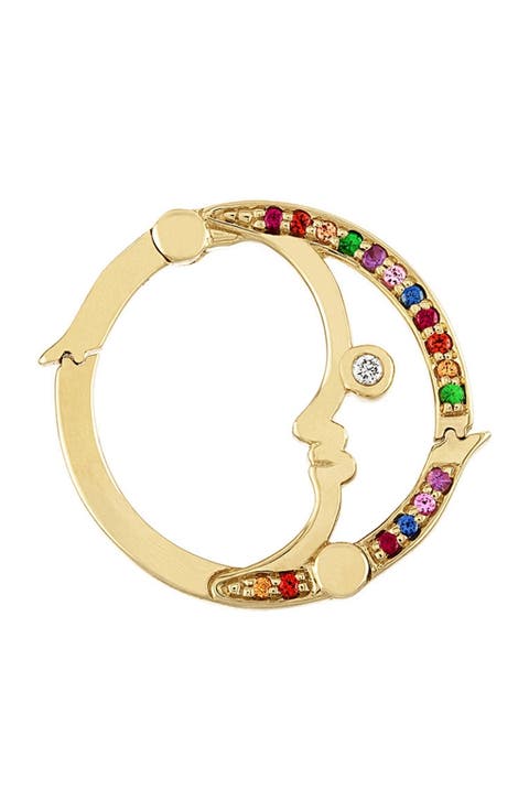 Moon Rainbow Sapphire Gold Charm