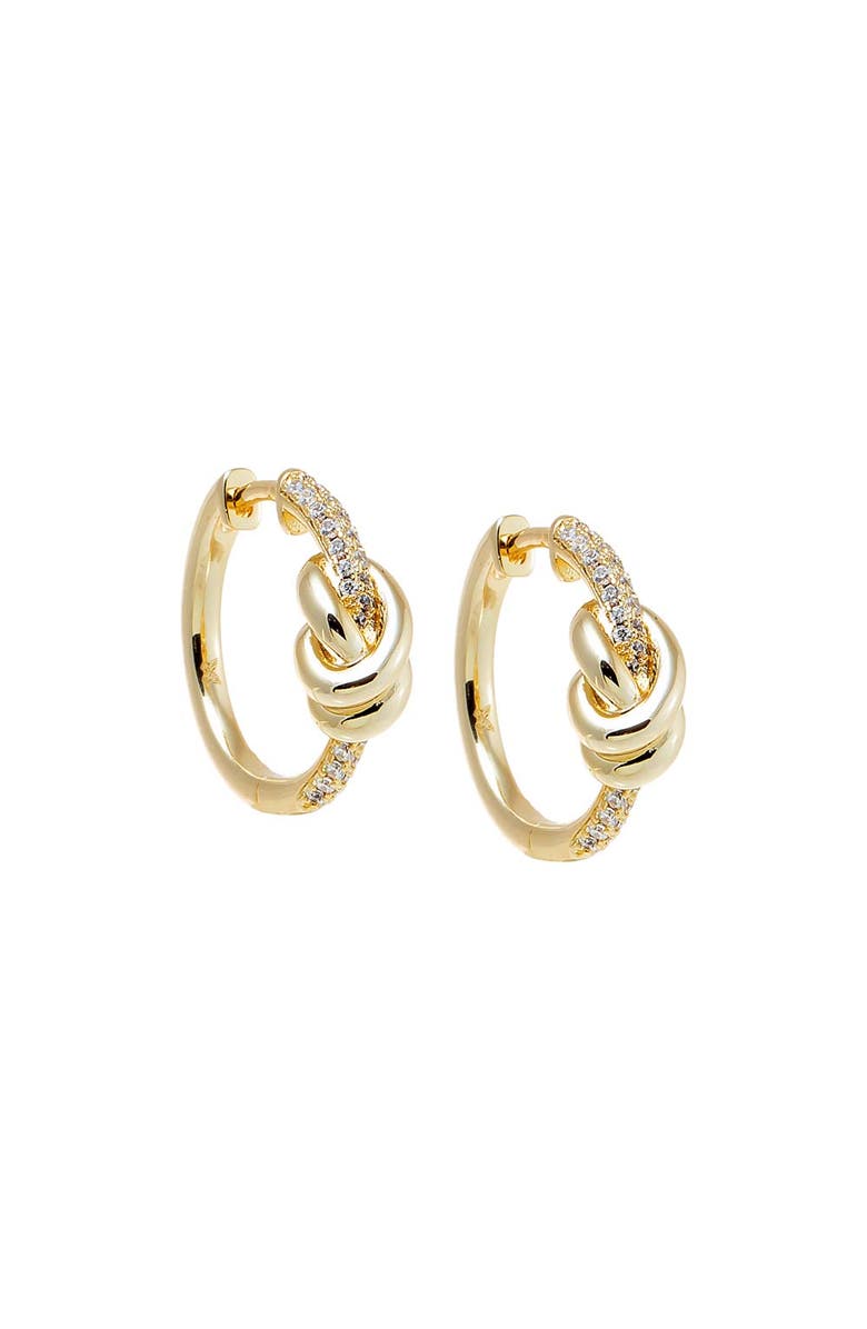 BY ADINA EDEN Pave Love Knot Huggie Earring, Main, color, Gold