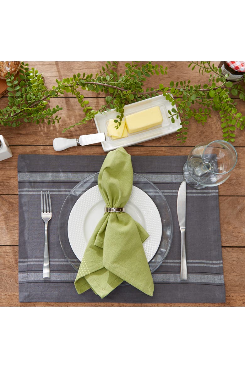 Chambray French Stripe Placemat Set/6, Alternate, color, Gray