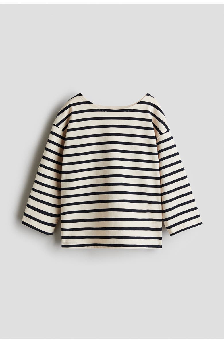 H&M Cotton Jersey Top, Main, color, Light Beige/Blue Striped