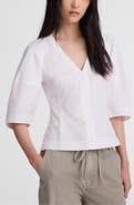 Madewell Sculptural V-Neck Cotton Poplin Top