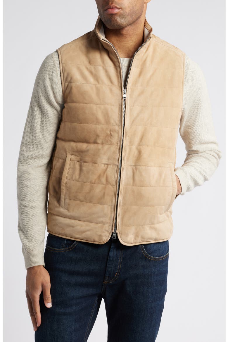 Crafted Featherweight Quilted Leather Vest, Alternate, color, SAND