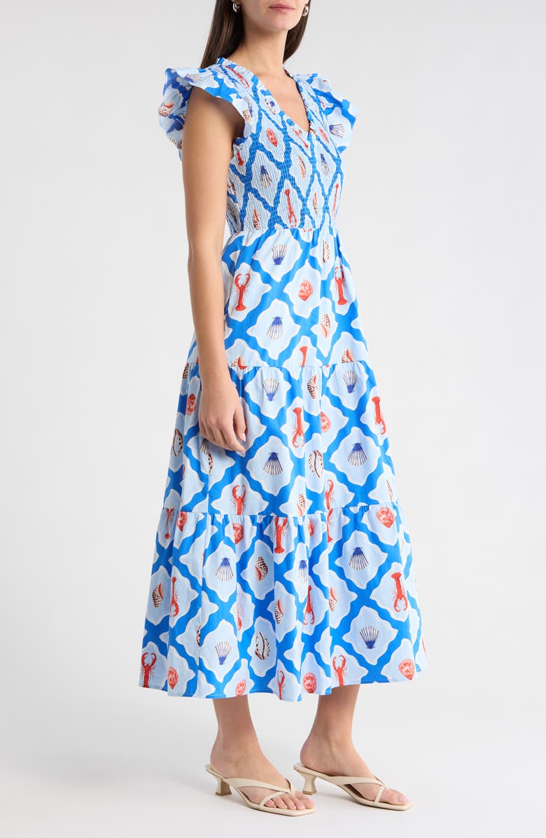 SUGARLIPS Vesper Sunfire Maxi Dress, Alternate, color, White Blue-Multi
